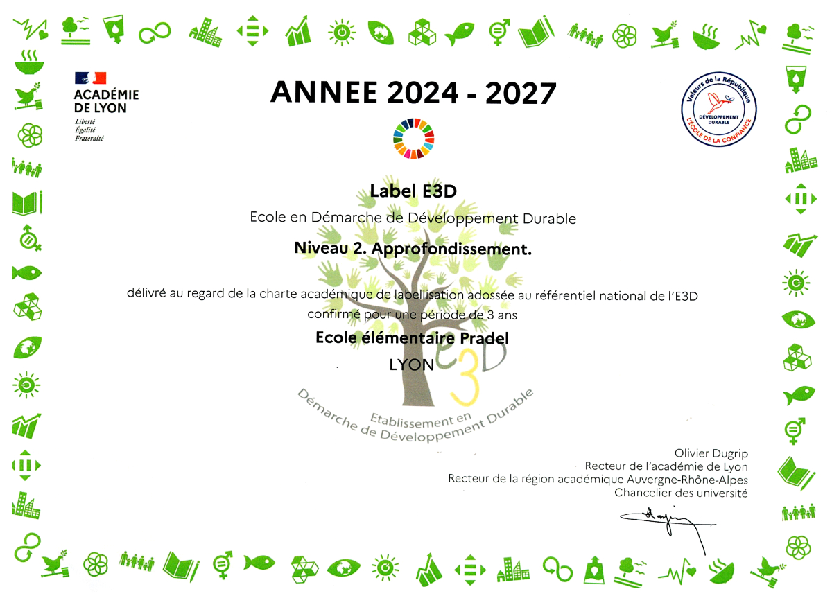 Label E3D diplome école Louis Pradel Lyon 6